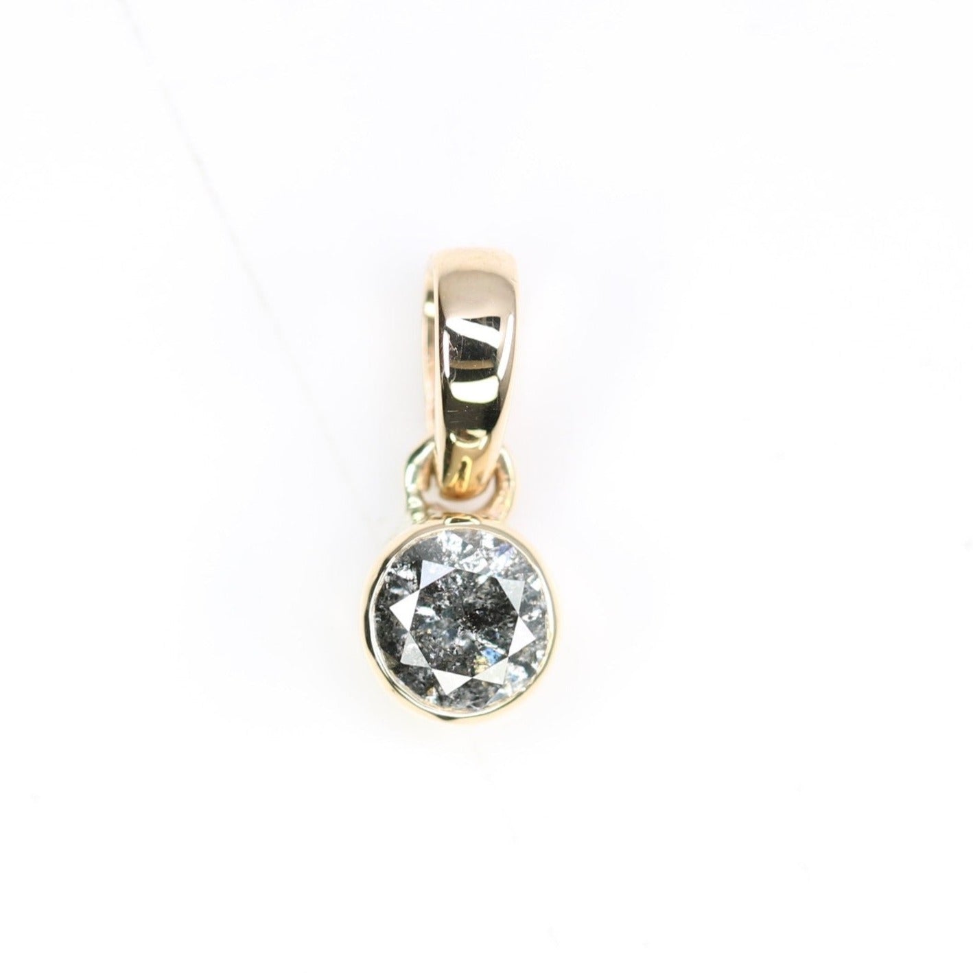Salt And Pepper Round Brilliant Cut Diamond Bezel Setting Pendant 10k Gold Pendant Gift For Her - JayKrishna Diamond