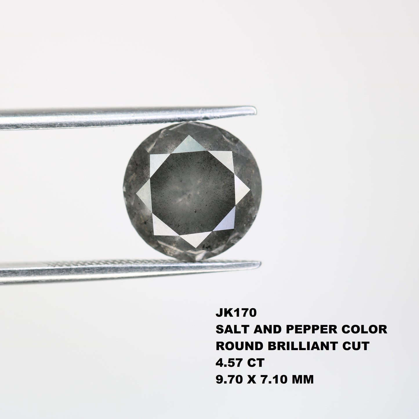 4.57 CT Salt And Pepper Loose Round Brilliant Cut Diamond For Galaxy Ring - JayKrishna Diamond