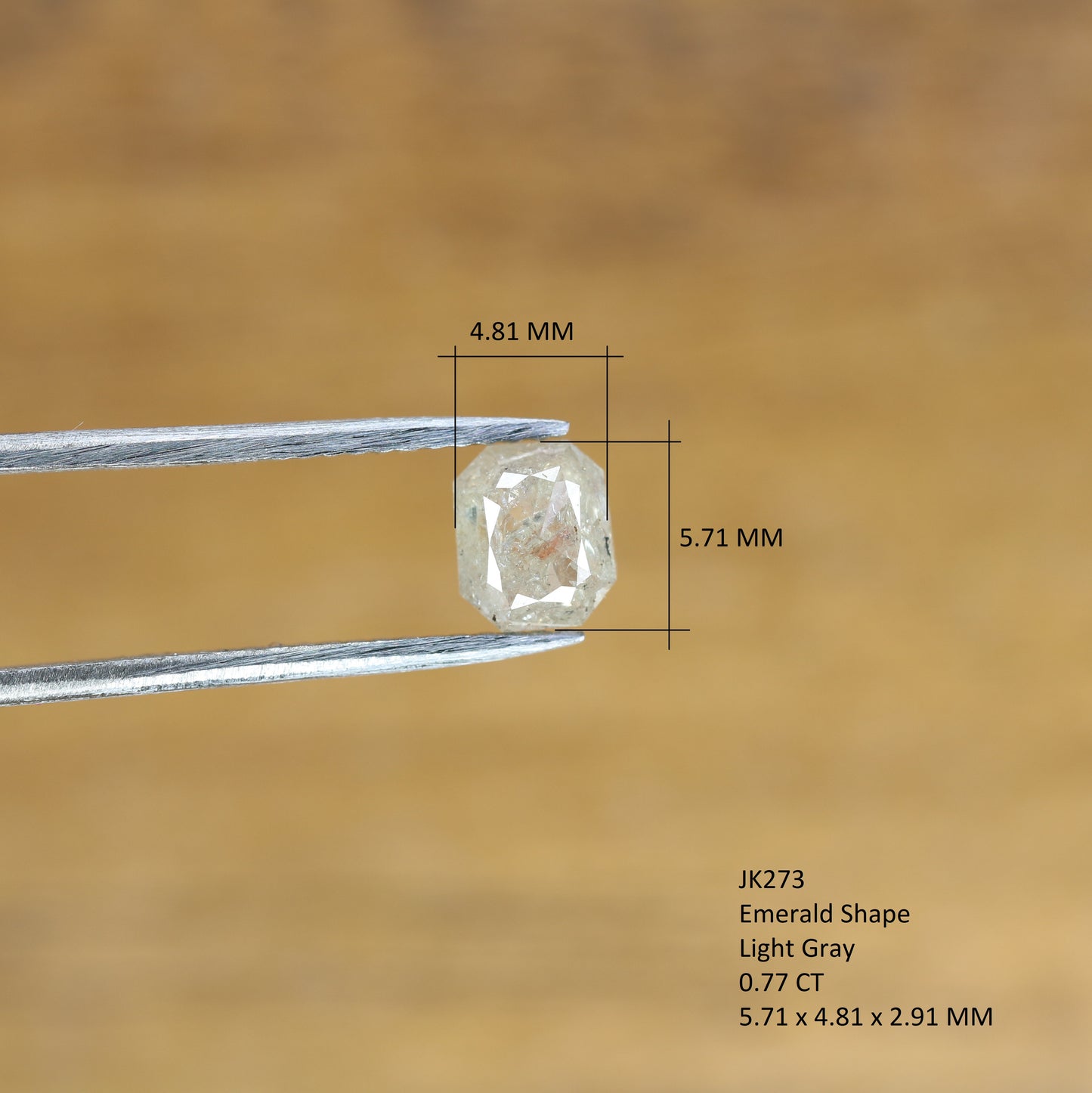 0.77 CT Light Gray Emerald Shape Diamond For Prong Set Ring | Customize Emerald Natural Loose Diamond - JayKrishna Diamond
