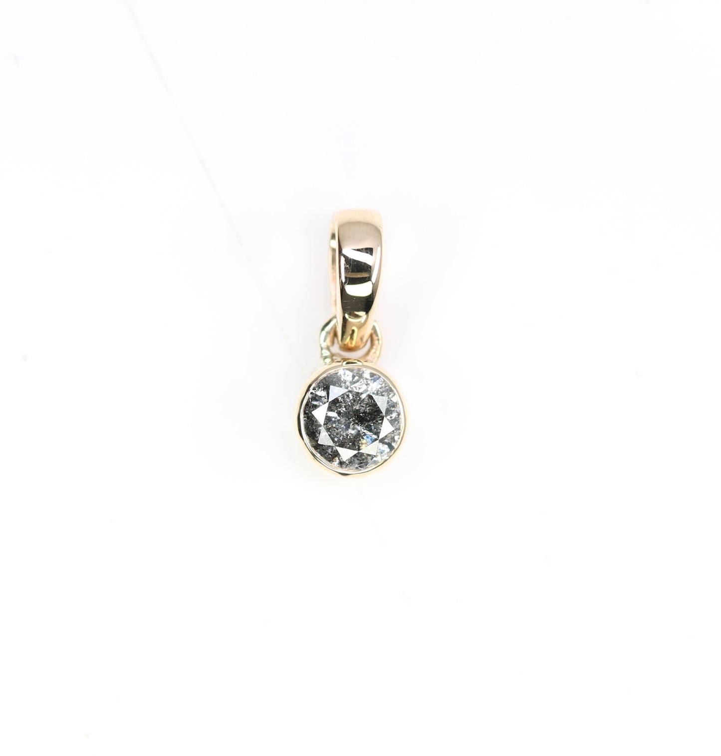 Salt And Pepper Round Brilliant Cut Diamond Bezel Setting Pendant 10k Gold Pendant Gift For Her - JayKrishna Diamond