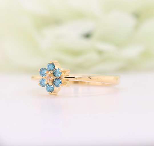 Diamond Trefoil Ring | 14k Solid Gold Tiny Promise Ring | Small Shamrock Ring Women | 14k Clover Engagement Ring, Solid Gold Promise Ring - JayKrishna Diamond