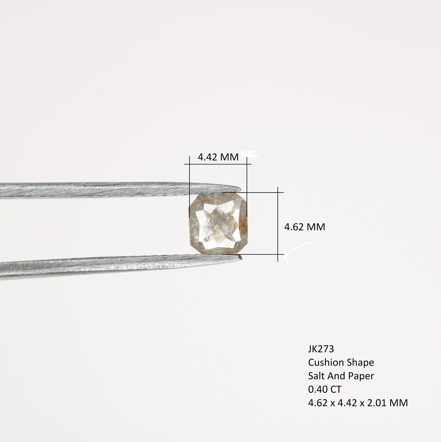 Unique 0.40 CT Salt & Pepper Cushion Cut Diamond | Perfect for Prong Set Rings - JayKrishna Diamond