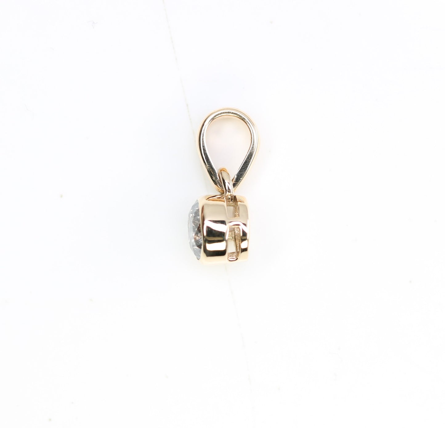 Salt And Pepper Round Brilliant Cut Diamond Bezel Setting Pendant 10k Gold Pendant Gift For Her - JayKrishna Diamond