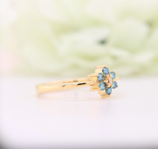 Diamond Trefoil Ring | 14k Solid Gold Tiny Promise Ring | Small Shamrock Ring Women | 14k Clover Engagement Ring, Solid Gold Promise Ring - JayKrishna Diamond