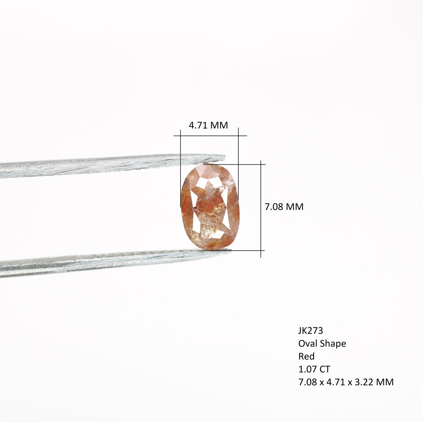 1.07 CT Red Colour Oval Shape Diamond For Wedding Ring - JayKrishna Diamond
