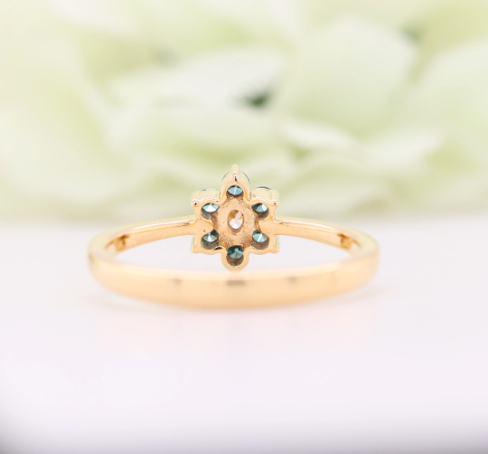 Diamond Trefoil Ring | 14k Solid Gold Tiny Promise Ring | Small Shamrock Ring Women | 14k Clover Engagement Ring, Solid Gold Promise Ring - JayKrishna Diamond