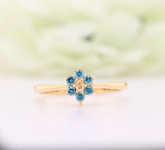 Diamond Trefoil Ring | 14k Solid Gold Tiny Promise Ring | Small Shamrock Ring Women | 14k Clover Engagement Ring, Solid Gold Promise Ring - JayKrishna Diamond