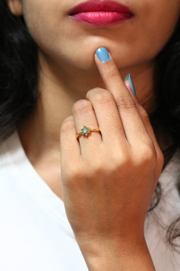 Diamond Trefoil Ring | 14k Solid Gold Tiny Promise Ring | Small Shamrock Ring Women | 14k Clover Engagement Ring, Solid Gold Promise Ring - JayKrishna Diamond