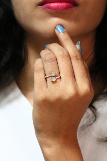 Pear Cut Natural Diamond Wedding Ring, 0.90 CT Diamond jewelry in 14K Gold Gift for Women Engagement - JayKrishna Diamond