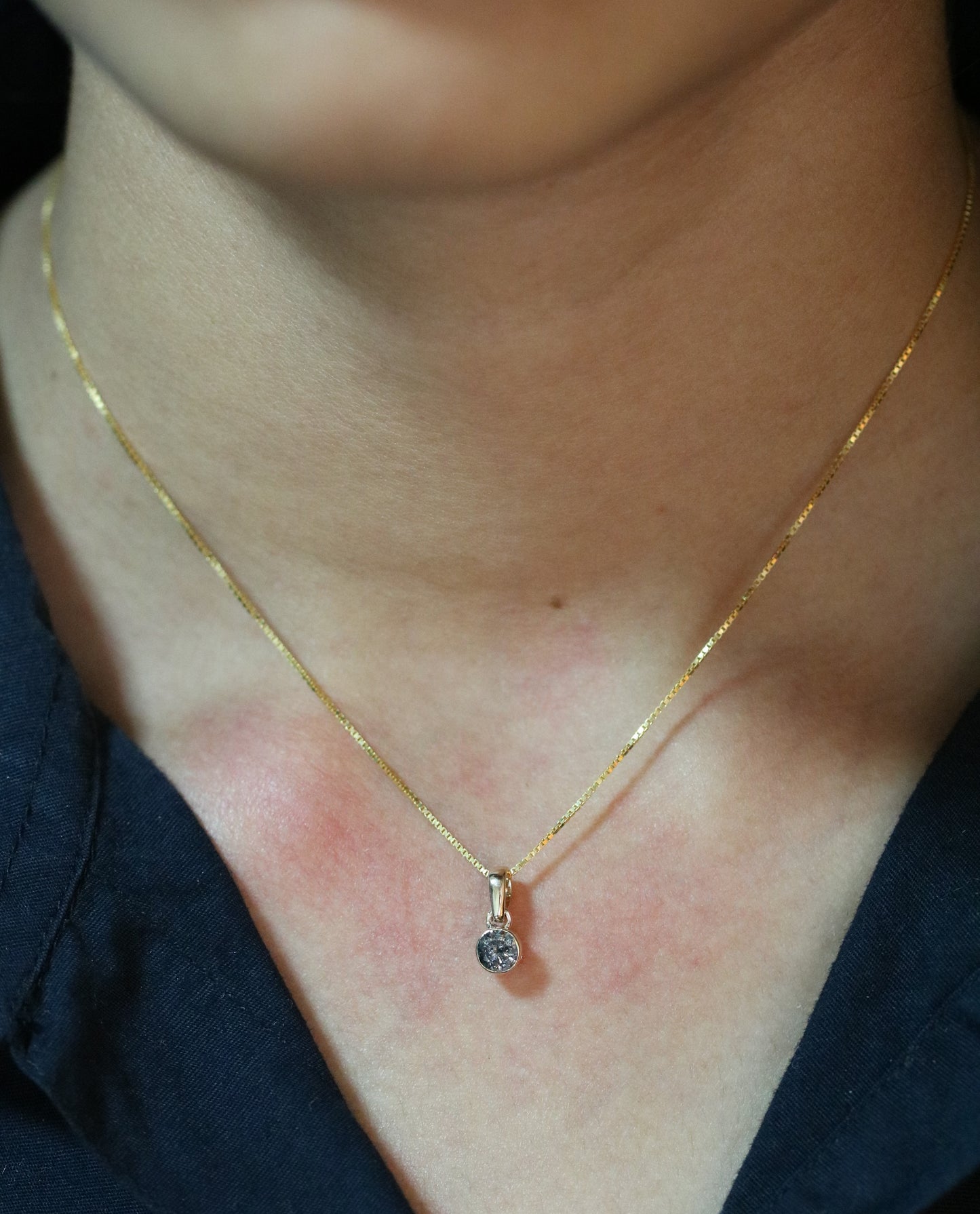 Loose Salt And Pepper Diamond Pendant Bezel Setting With 10K Gold Chain Necklace Gift For Her - JayKrishna Diamond