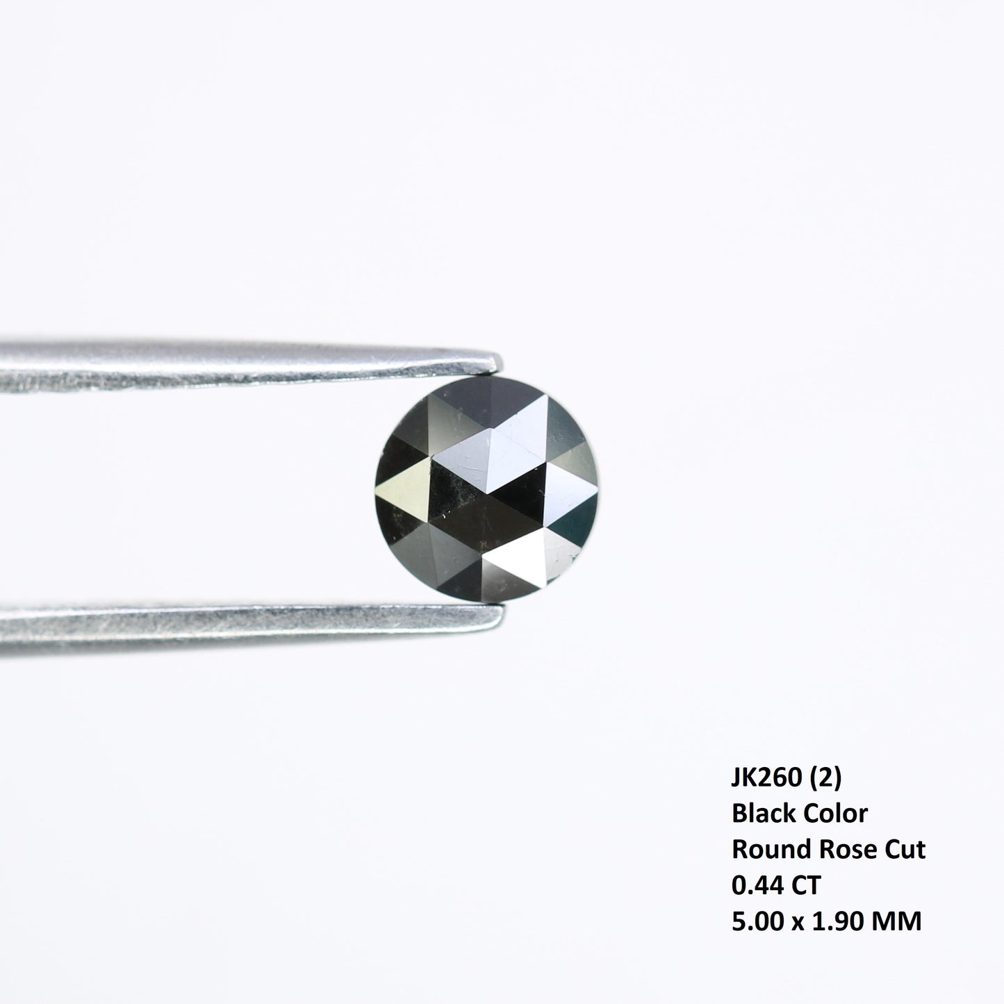 0.44 CT 5.00 MM Loose Natural Black Round Rose Cut Diamond for Engagement Ring and Unique Bridal Jewelry Design - JayKrishna Diamond