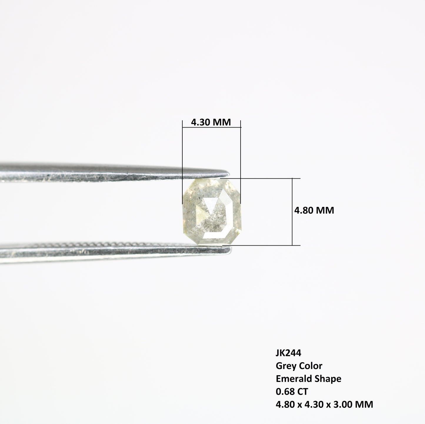0.68 CT Grey Emerald Cut 4.80 MM Natural Diamond For Statement Ring - JayKrishna Diamond