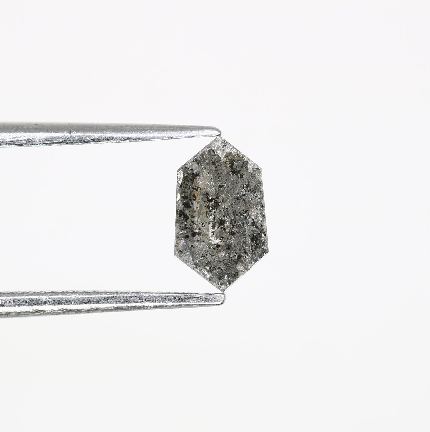 0.73 CT Elongated Hexagon Shape Salt And Pepper Natural Diamond For Engagement Ring - JayKrishna Diamond