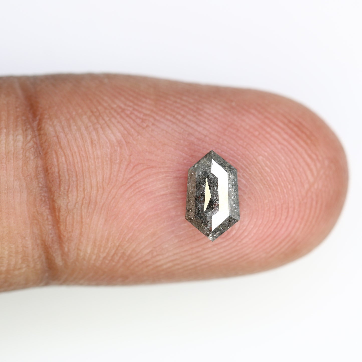 0.73 CT Elongated Hexagon Shape Salt And Pepper Natural Diamond For Engagement Ring - JayKrishna Diamond