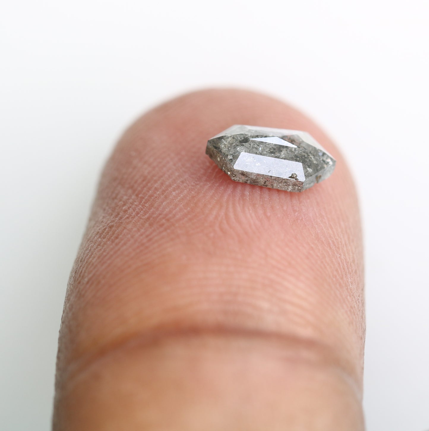0.73 CT Elongated Hexagon Shape Salt And Pepper Natural Diamond For Engagement Ring - JayKrishna Diamond