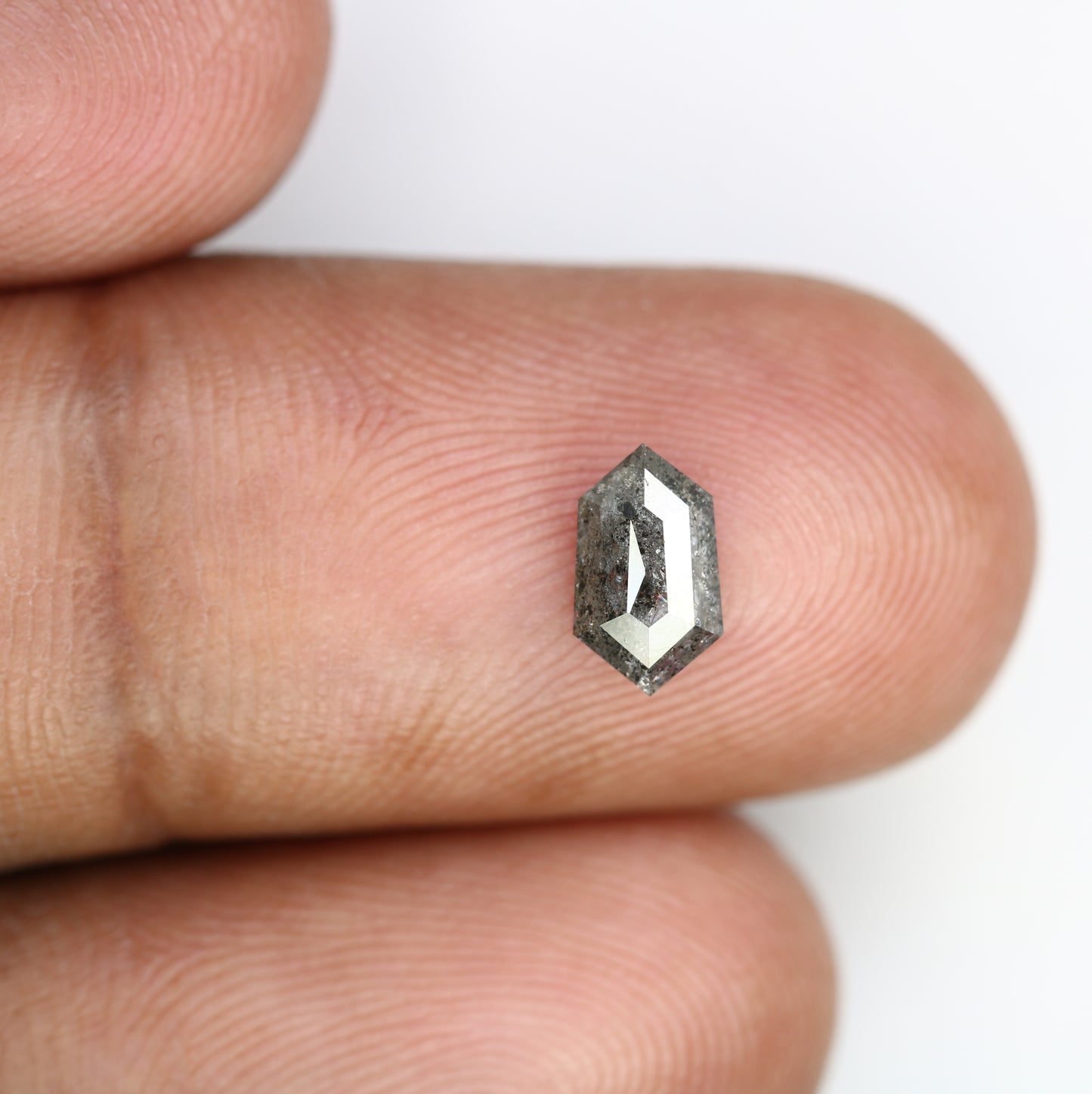 0.73 CT Elongated Hexagon Shape Salt And Pepper Natural Diamond For Engagement Ring - JayKrishna Diamond