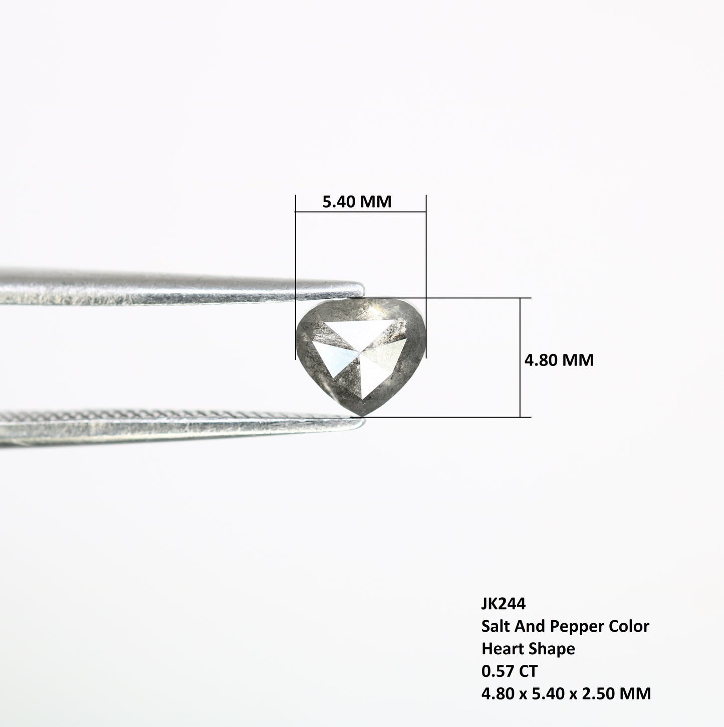 0.57 Carat Heart-Shaped Salt and Pepper Diamond – Enchanting Loose Gem for Celestial Galaxy Rings - JayKrishna Diamond