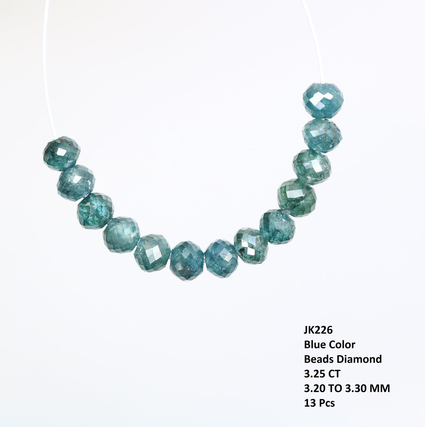 3.25 Carat Blue Color Loose Natural Polished Diamond Beads For Diamond Earring - JayKrishna Diamond
