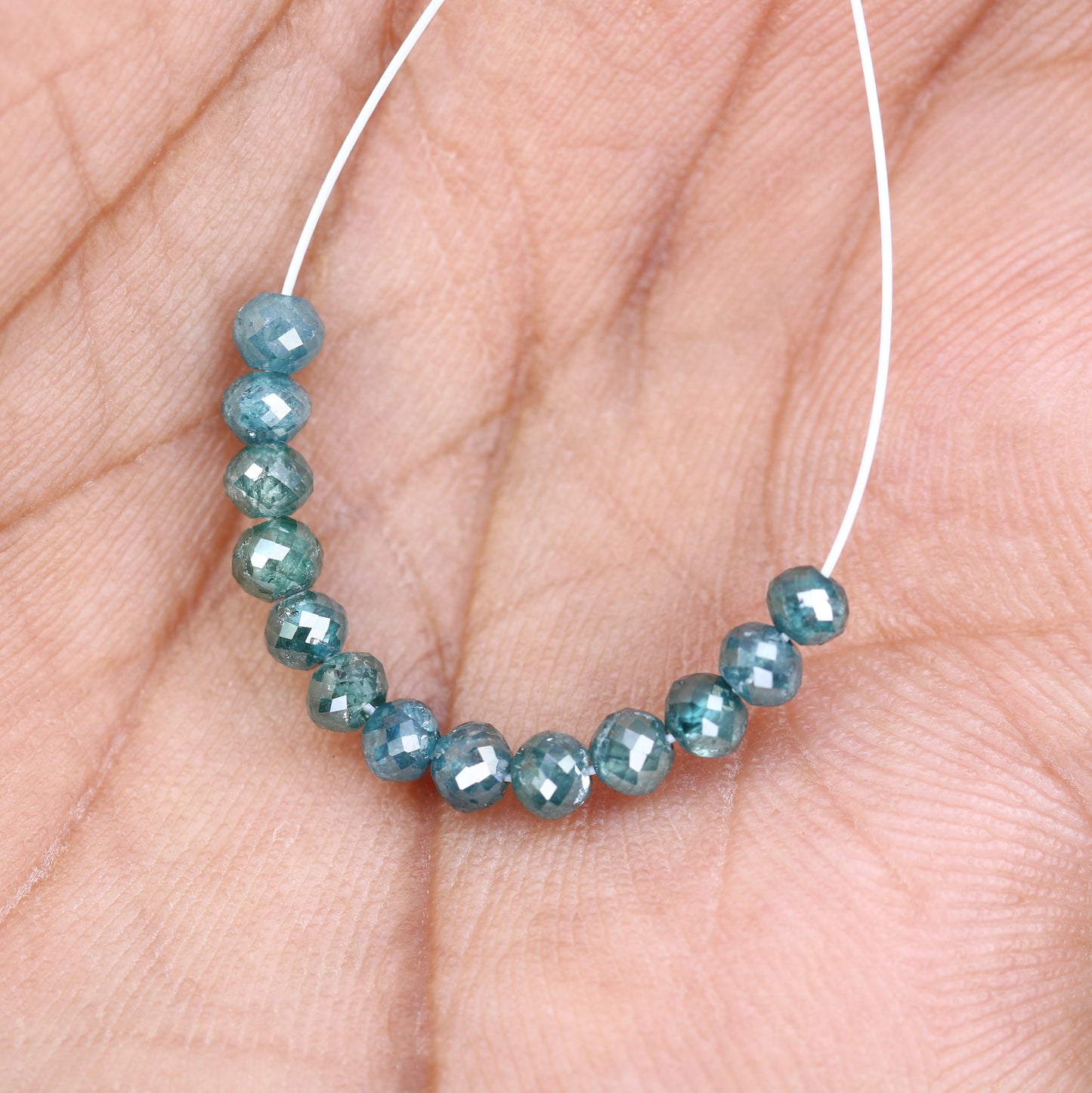 3.25 Carat Blue Color Loose Natural Polished Diamond Beads For Diamond Earring - JayKrishna Diamond