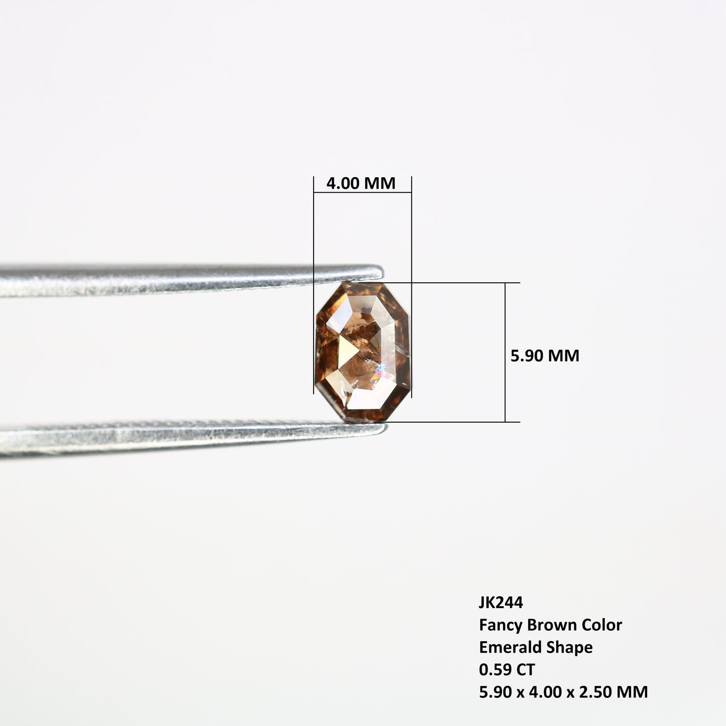 0.59 CT Dark Brown Emerald-Shaped Natural Diamond – Bold Loose Gem for Statement Rings - JayKrishna Diamond
