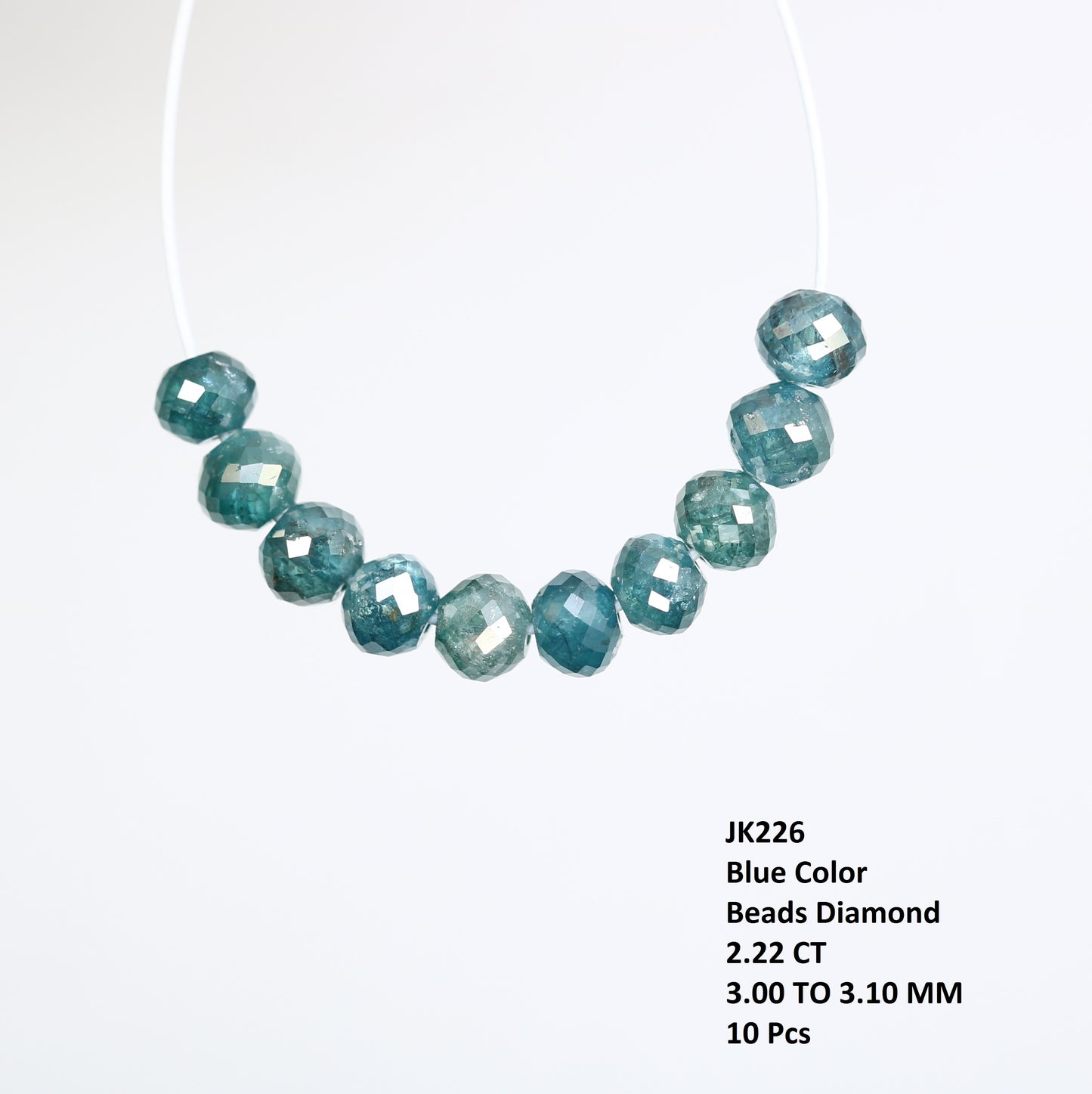 2.22 Carat Loose Blue Color Polished Diamond Beads For Diamond Necklace - JayKrishna Diamond