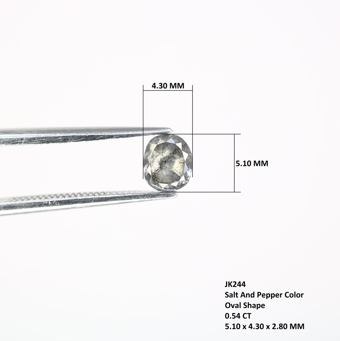 0.54 CT 5.10 MM Oval Shape Salt and Pepper Diamond For Wedding Ring - JayKrishna Diamond