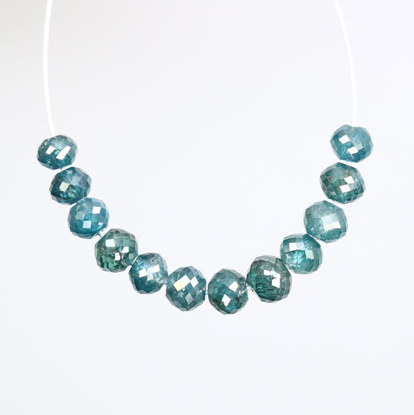 2.55 CT 3.1 To 3.4 MM Fancy Blue Color Beads Diamond Polished Diamond Necklace - JayKrishna Diamond