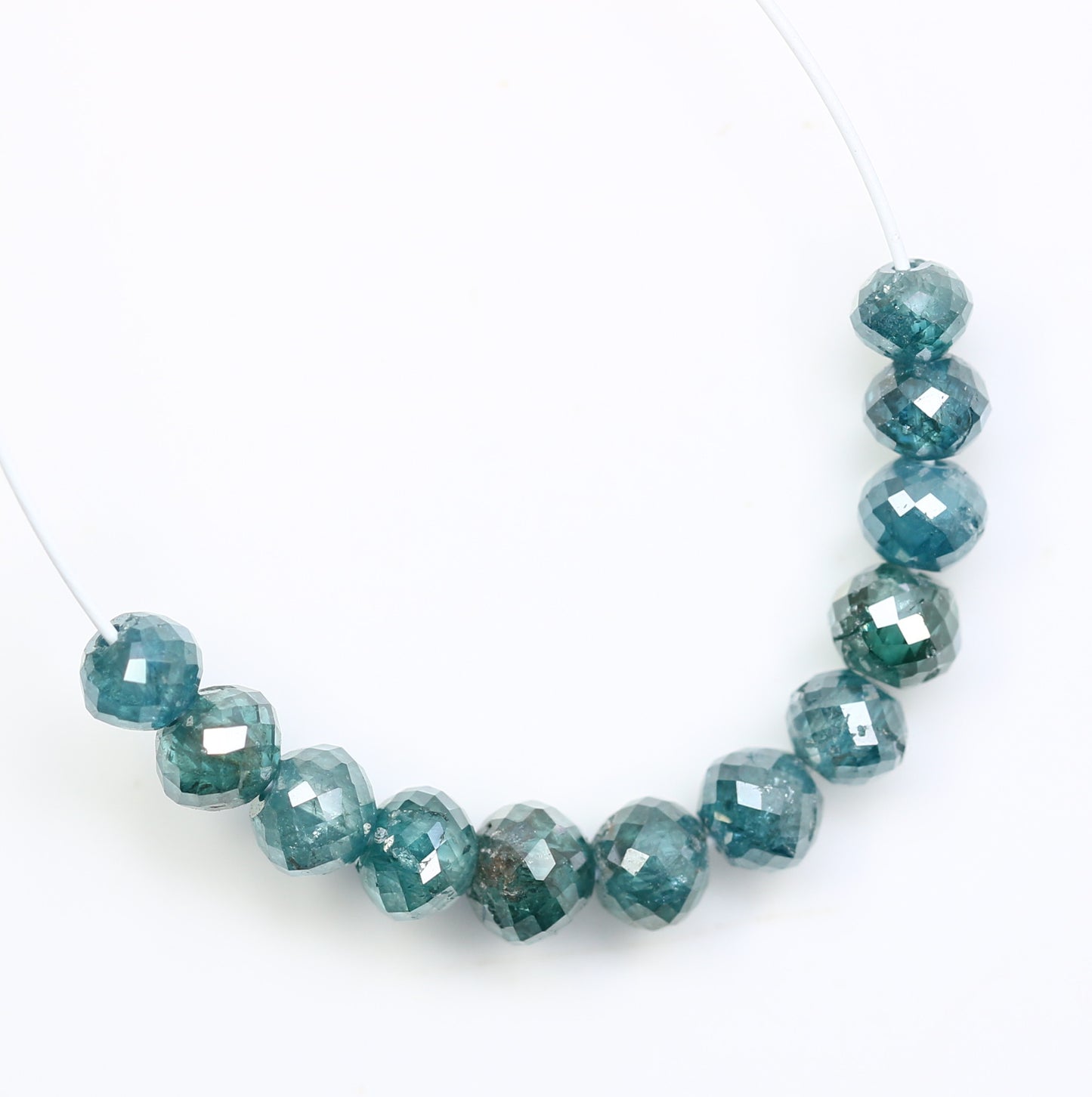 2.55 CT 3.1 To 3.4 MM Fancy Blue Color Beads Diamond Polished Diamond Necklace - JayKrishna Diamond