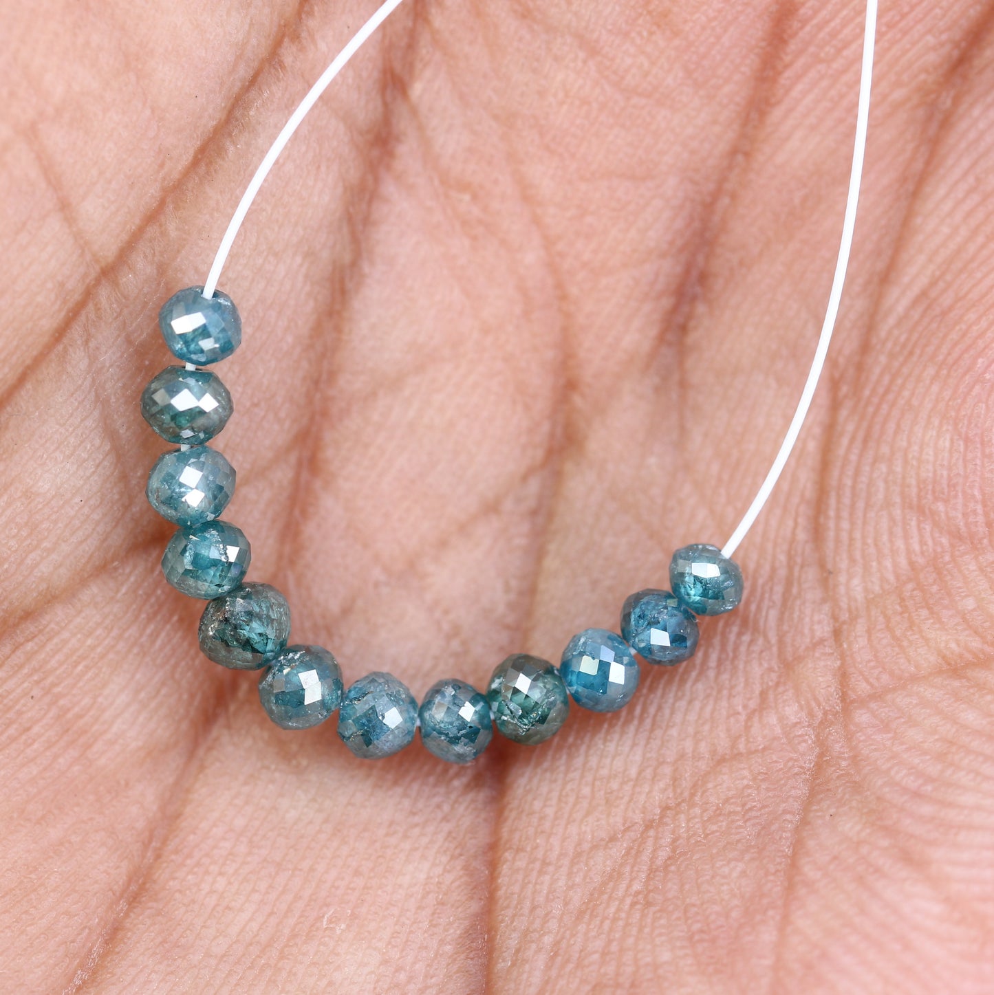 2.55 CT 3.1 To 3.4 MM Fancy Blue Color Beads Diamond Polished Diamond Necklace - JayKrishna Diamond