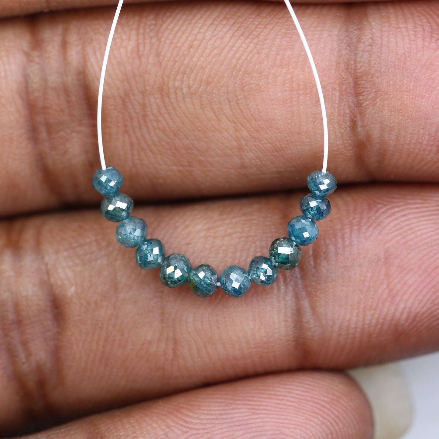 2.55 CT 3.1 To 3.4 MM Fancy Blue Color Beads Diamond Polished Diamond Necklace - JayKrishna Diamond