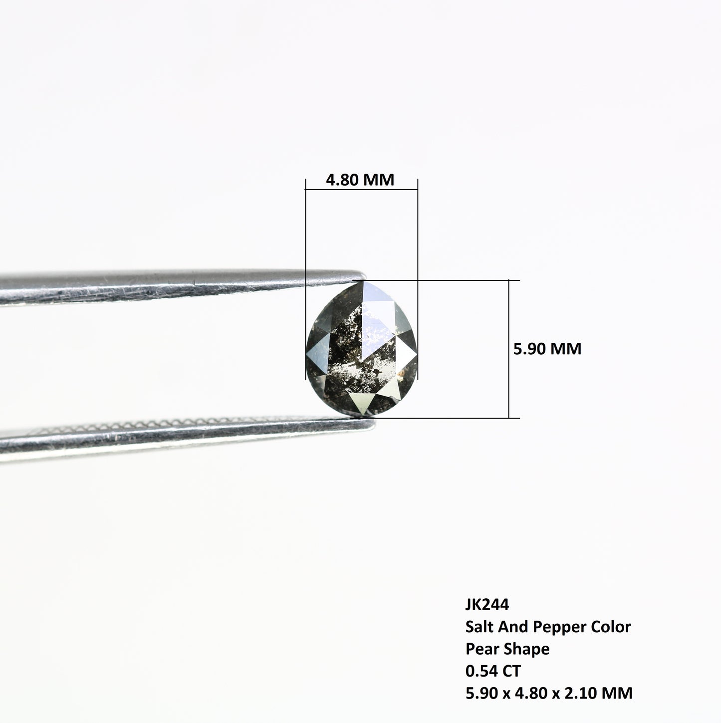 0.54 CT 5.90 MM Pear Shape Salt And Pepper Natural Diamond For Engagement Ring - JayKrishna Diamond