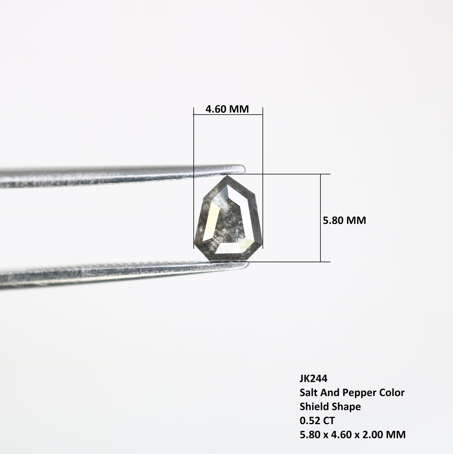 0.52 Carat Shield Shaped Salt And Pepper 5.80 MM Diamond For Galaxy Ring - JayKrishna Diamond