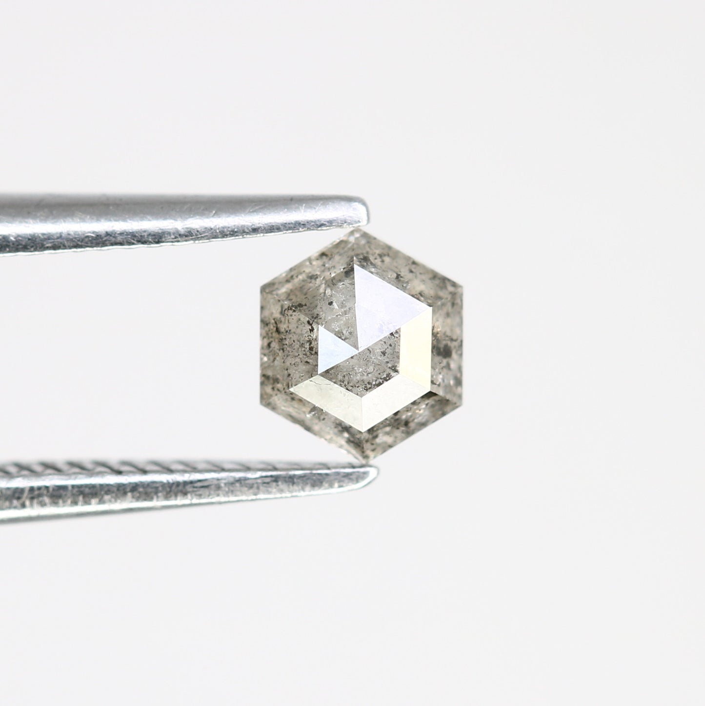 0.41 Carat Hexagon Shape Salt And Pepper 4.80 MM Diamond For Designer Ring - JayKrishna Diamond