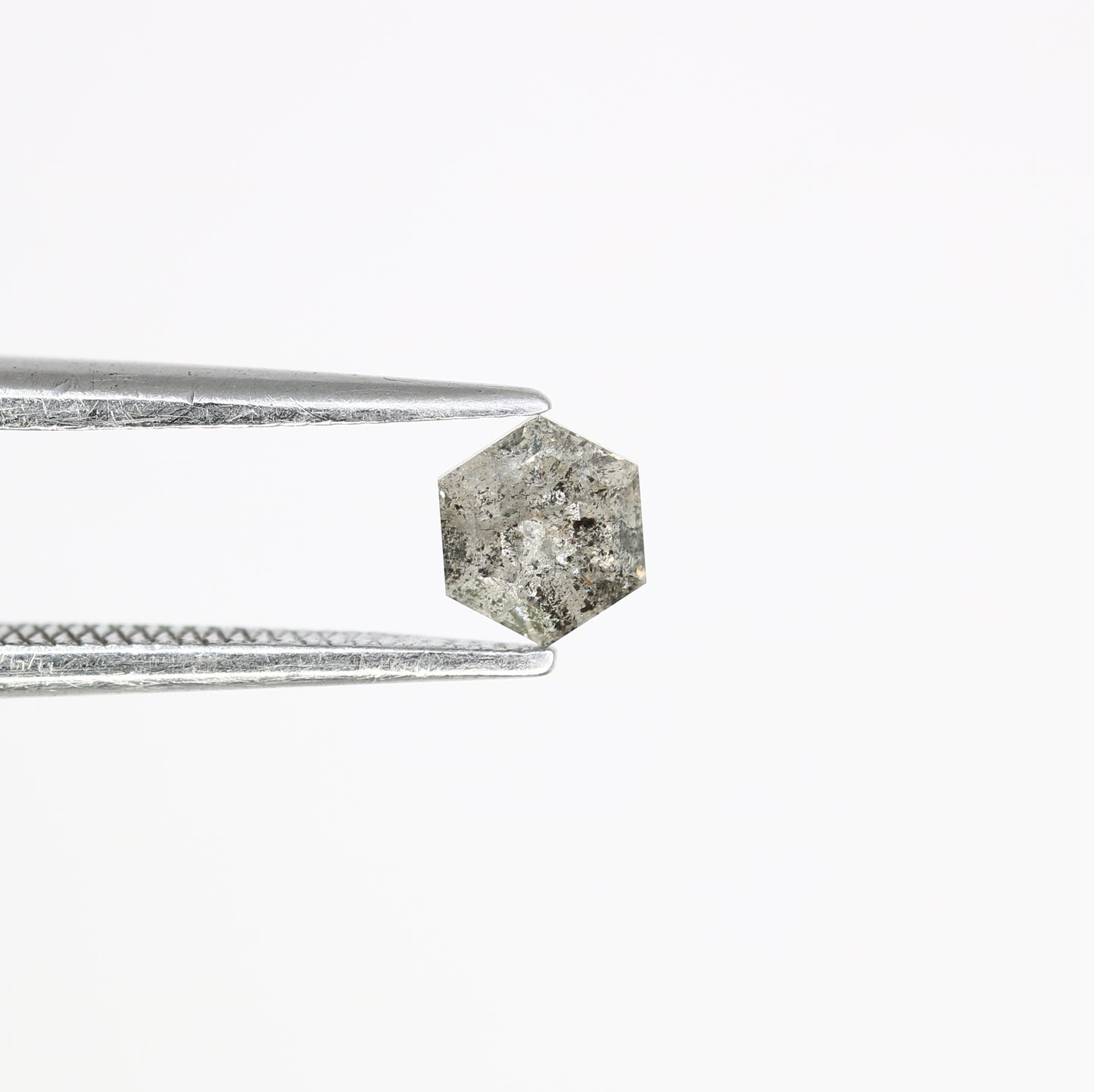 0.41 Carat Hexagon Shape Salt And Pepper 4.80 MM Diamond For Designer Ring - JayKrishna Diamond