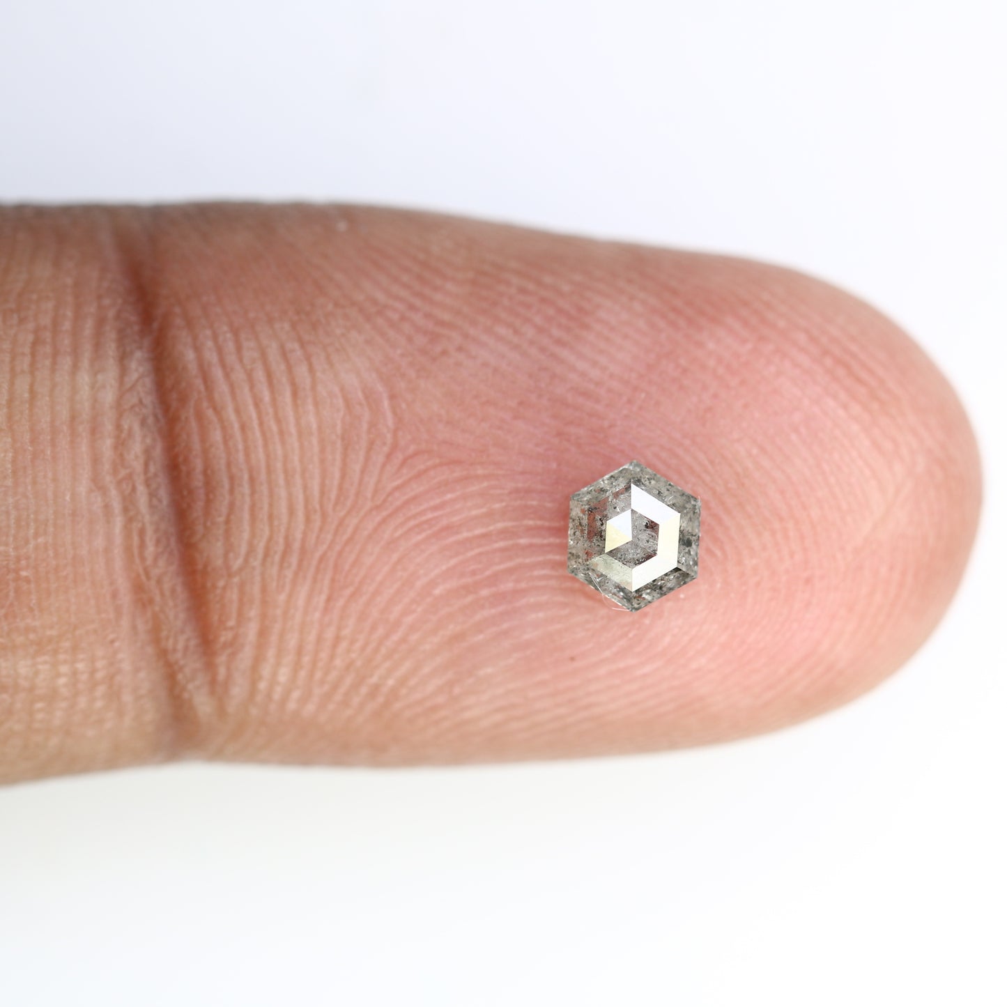 0.41 Carat Hexagon Shape Salt And Pepper 4.80 MM Diamond For Designer Ring - JayKrishna Diamond