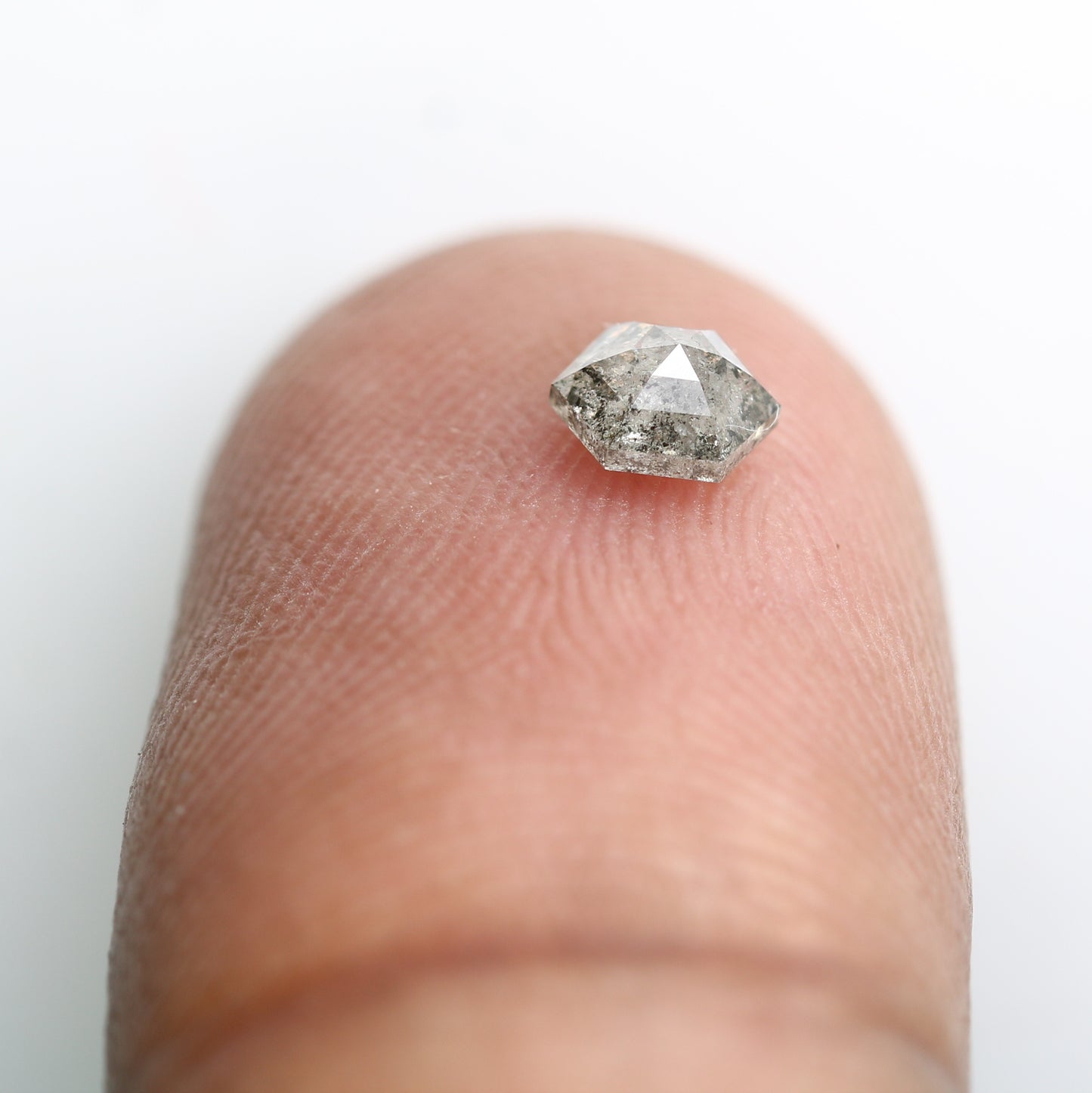 0.41 Carat Hexagon Shape Salt And Pepper 4.80 MM Diamond For Designer Ring - JayKrishna Diamond