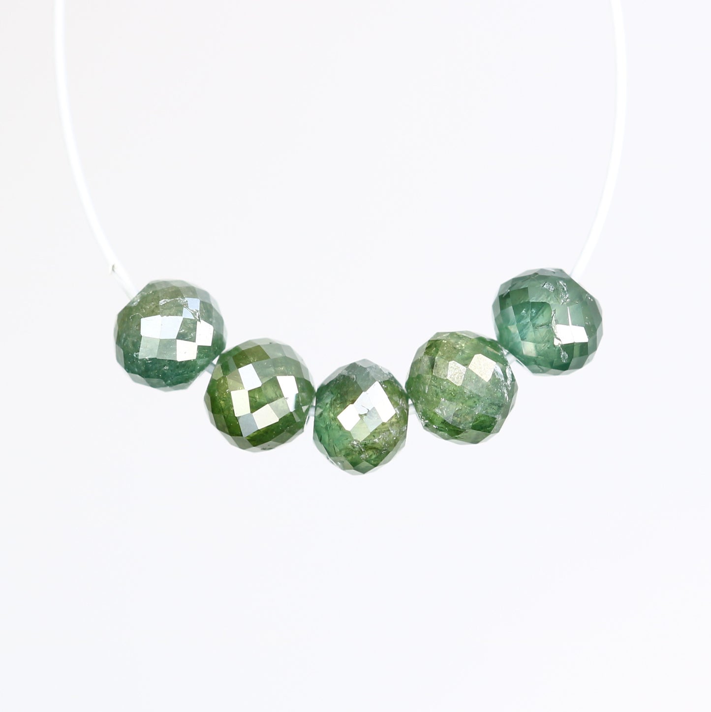 1.84 CT 3.5 To 3.6 MM Green Color Polished Loose Beads Diamonds For Diamond Necklace - JayKrishna Diamond