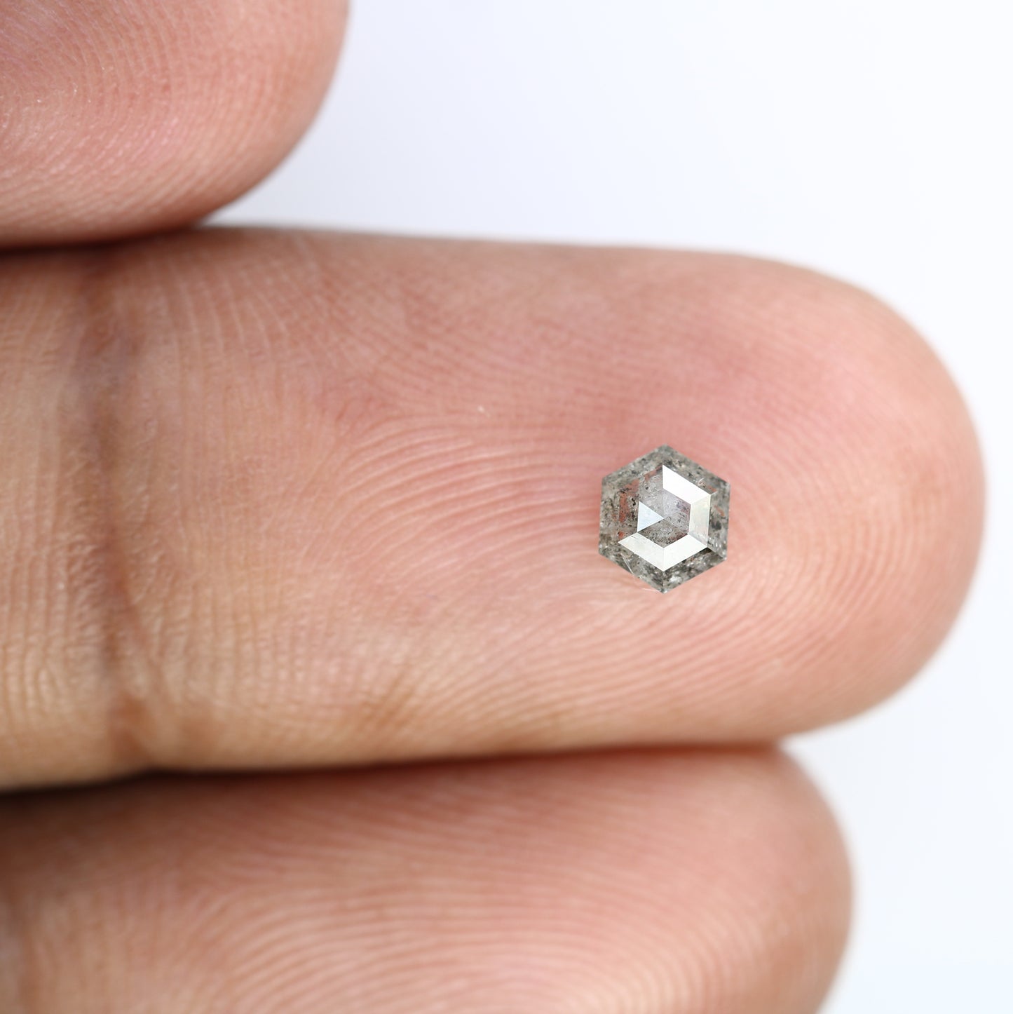 0.41 Carat Hexagon Shape Salt And Pepper 4.80 MM Diamond For Designer Ring - JayKrishna Diamond