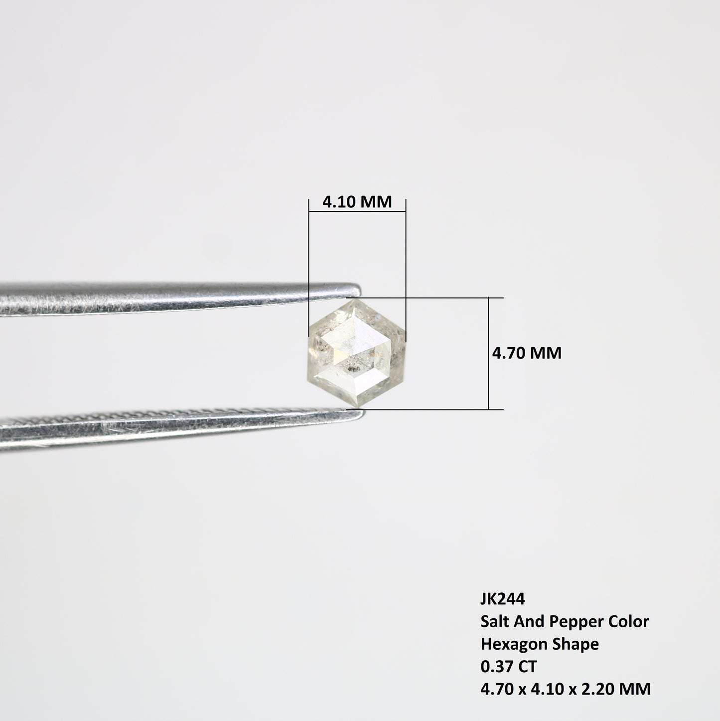 0.37 Carat Hexagon Shape Salt and Pepper Diamond 4.70 MM | Natural Gemstone for Custom Designer Rings, Unique Engagement Jewelry & Ethical Fine Jewelry - JayKrishna Diamond