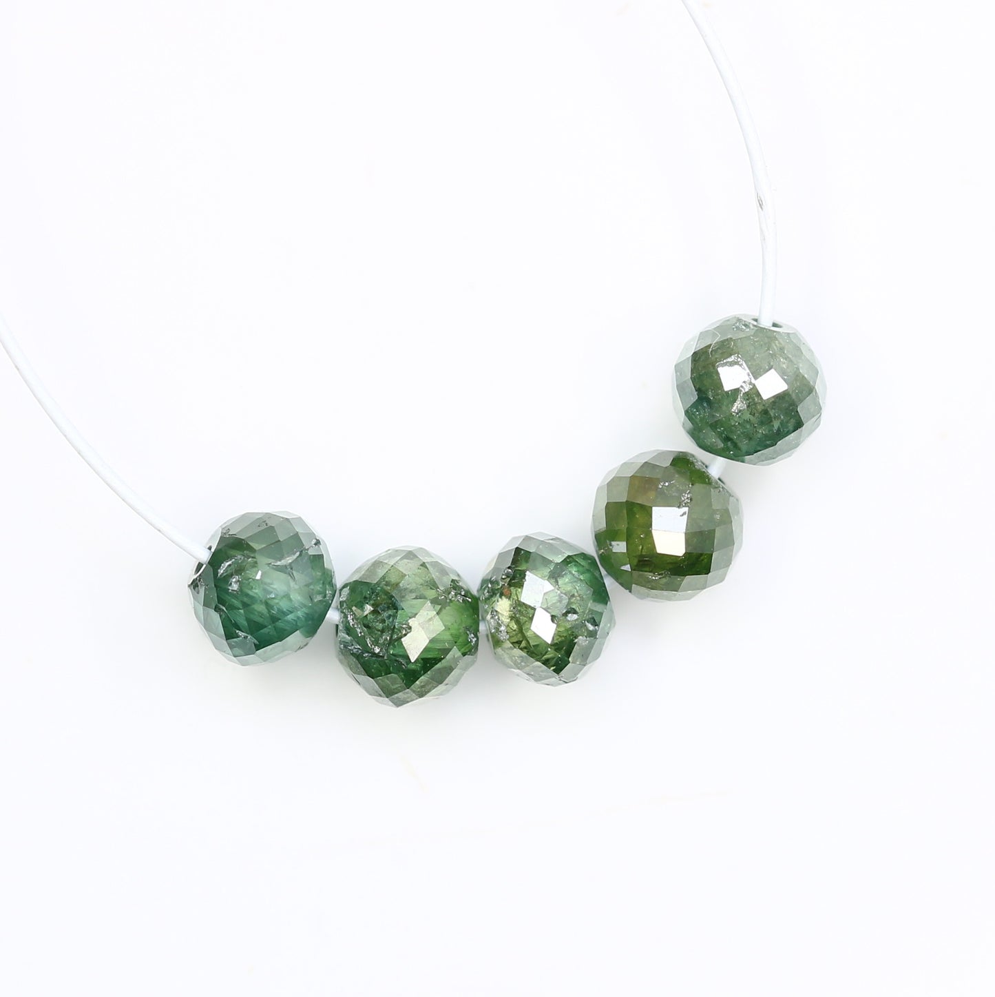 1.84 CT 3.5 To 3.6 MM Green Color Polished Loose Beads Diamonds For Diamond Necklace - JayKrishna Diamond