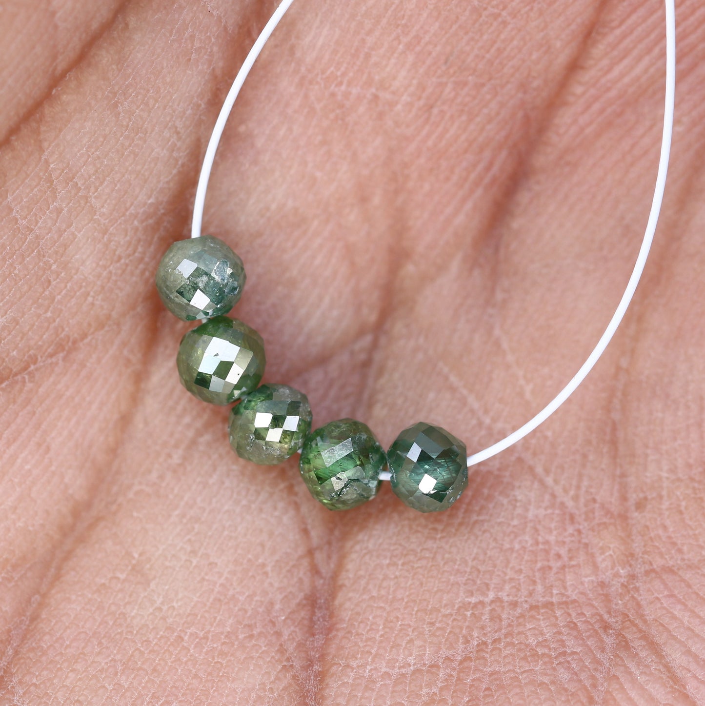 1.84 CT 3.5 To 3.6 MM Green Color Polished Loose Beads Diamonds For Diamond Necklace - JayKrishna Diamond