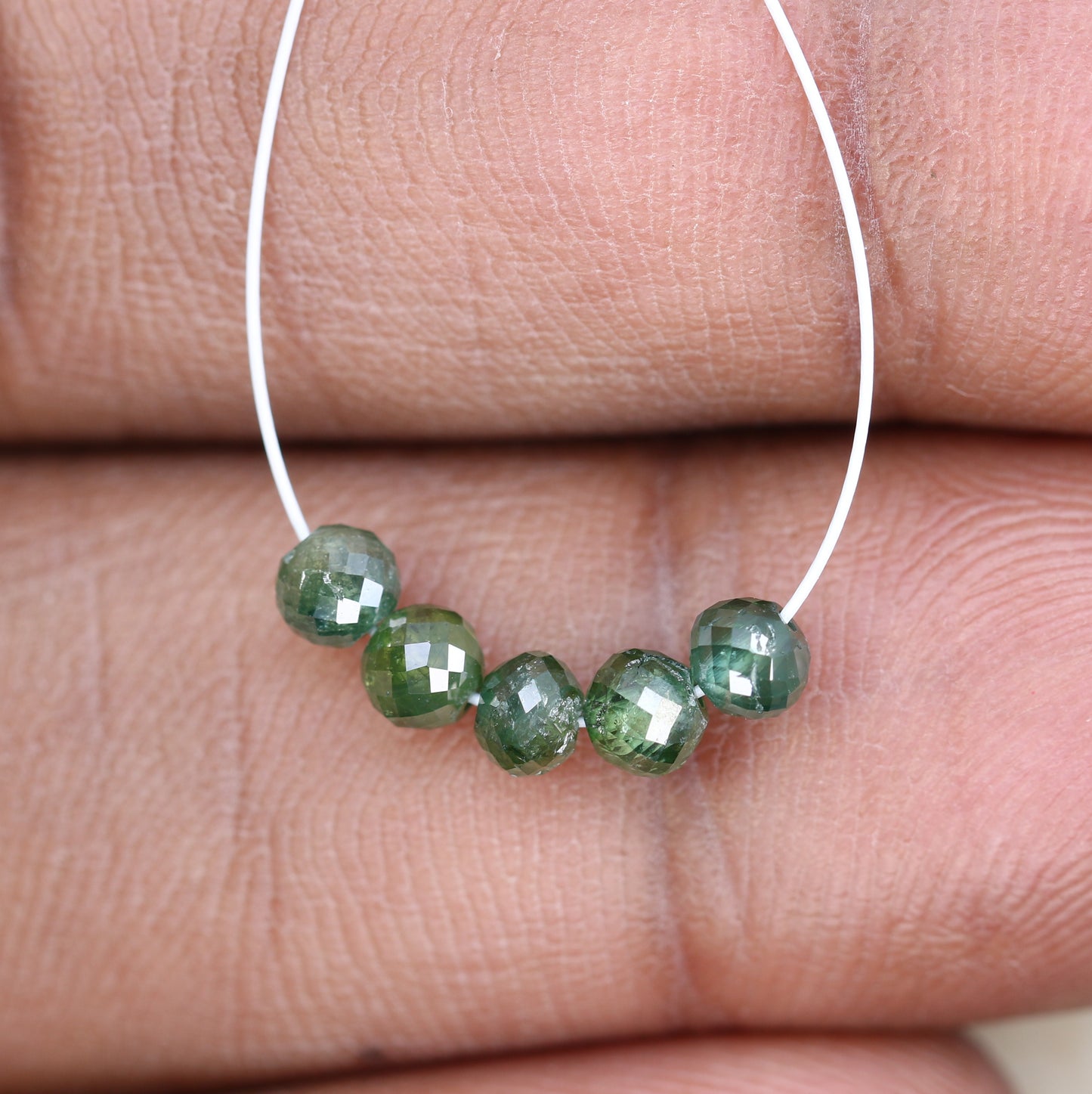 1.84 CT 3.5 To 3.6 MM Green Color Polished Loose Beads Diamonds For Diamond Necklace - JayKrishna Diamond