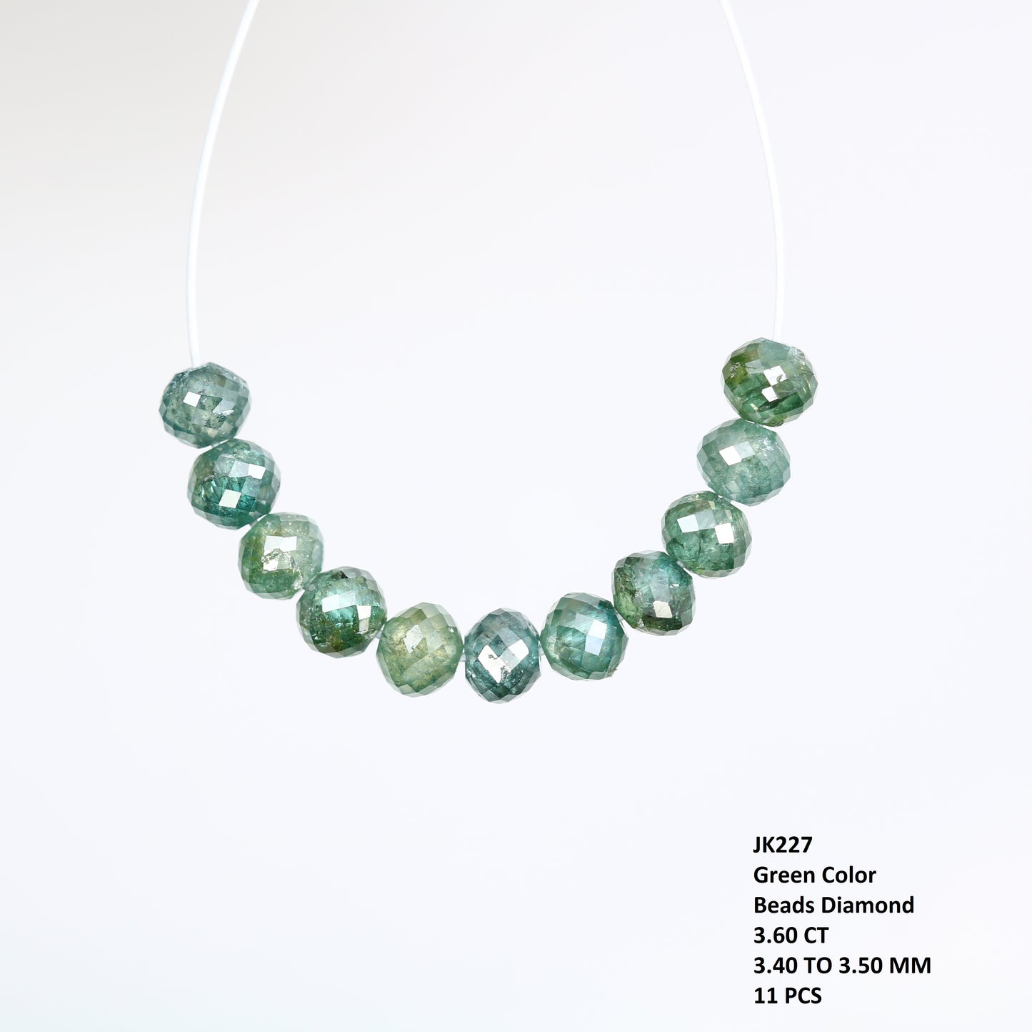 3.60 Carat Green Color Loose Polished Drilled Beads Diamond For Diamond Necklace - JayKrishna Diamond