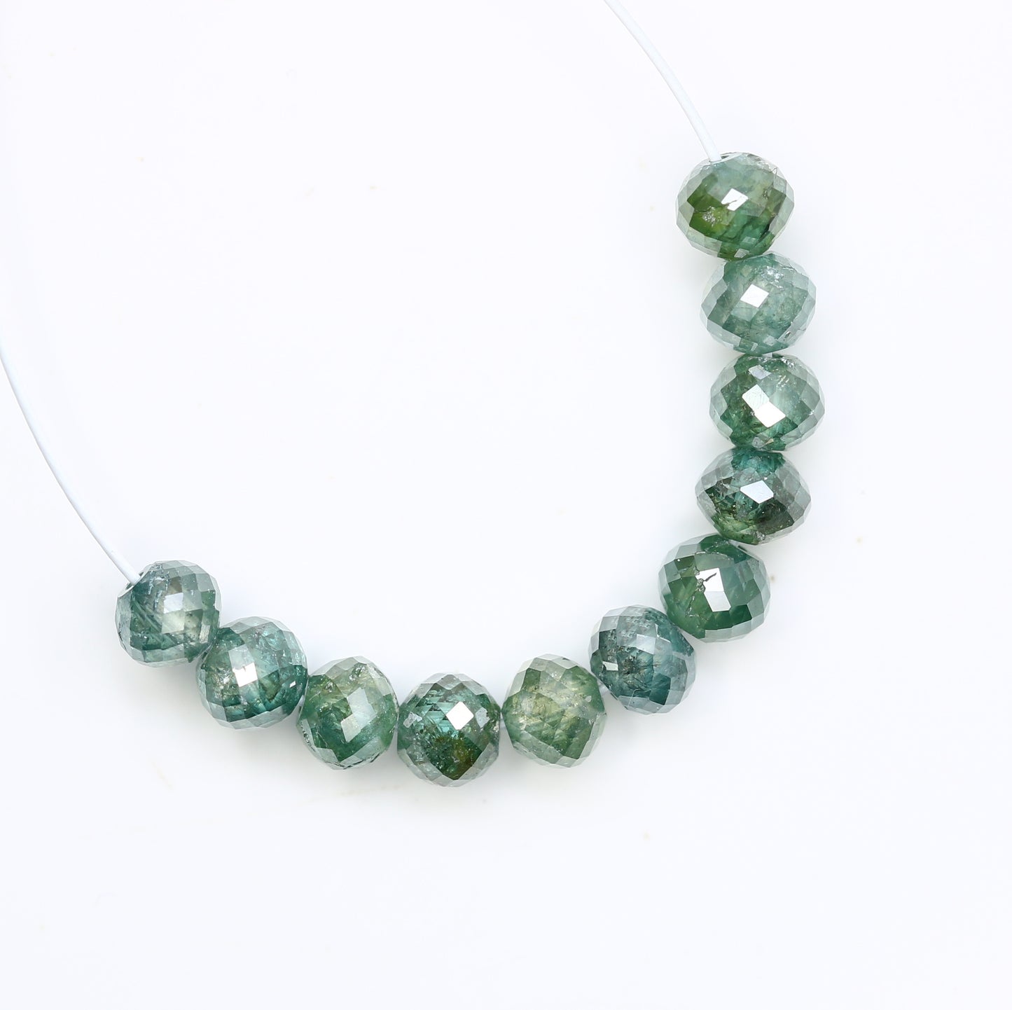 3.60 Carat Green Color Loose Polished Drilled Beads Diamond For Diamond Necklace - JayKrishna Diamond