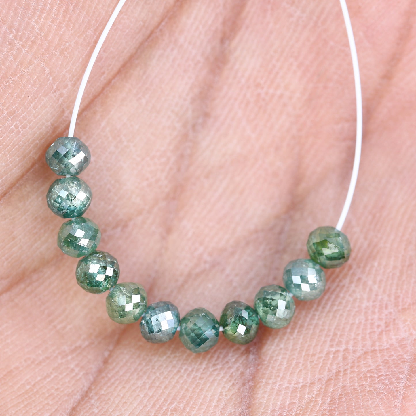 3.60 Carat Green Color Loose Polished Drilled Beads Diamond For Diamond Necklace - JayKrishna Diamond