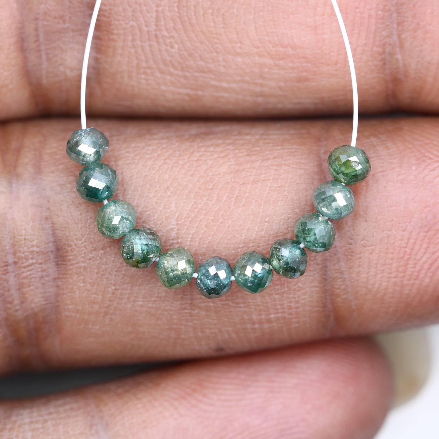 3.60 Carat Green Color Loose Polished Drilled Beads Diamond For Diamond Necklace - JayKrishna Diamond