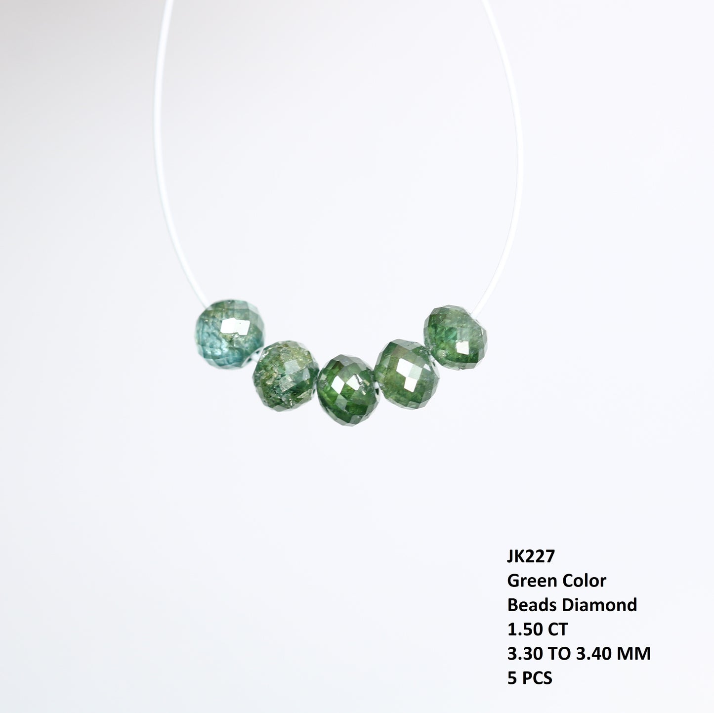 1.50 Carat 3.3 To 3.4 MM Green Color Polished Loose Beads Diamonds For Diamond Earring - JayKrishna Diamond