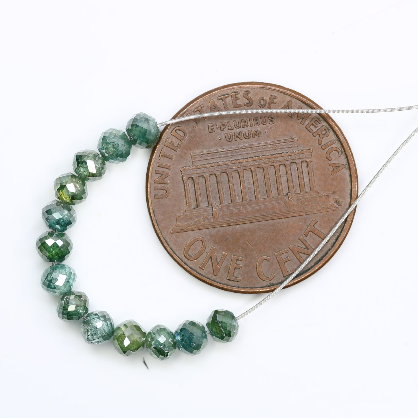 3.33 Carat Green Color Round Shape Polished Drilled Diamond Beads Necklace - JayKrishna Diamond