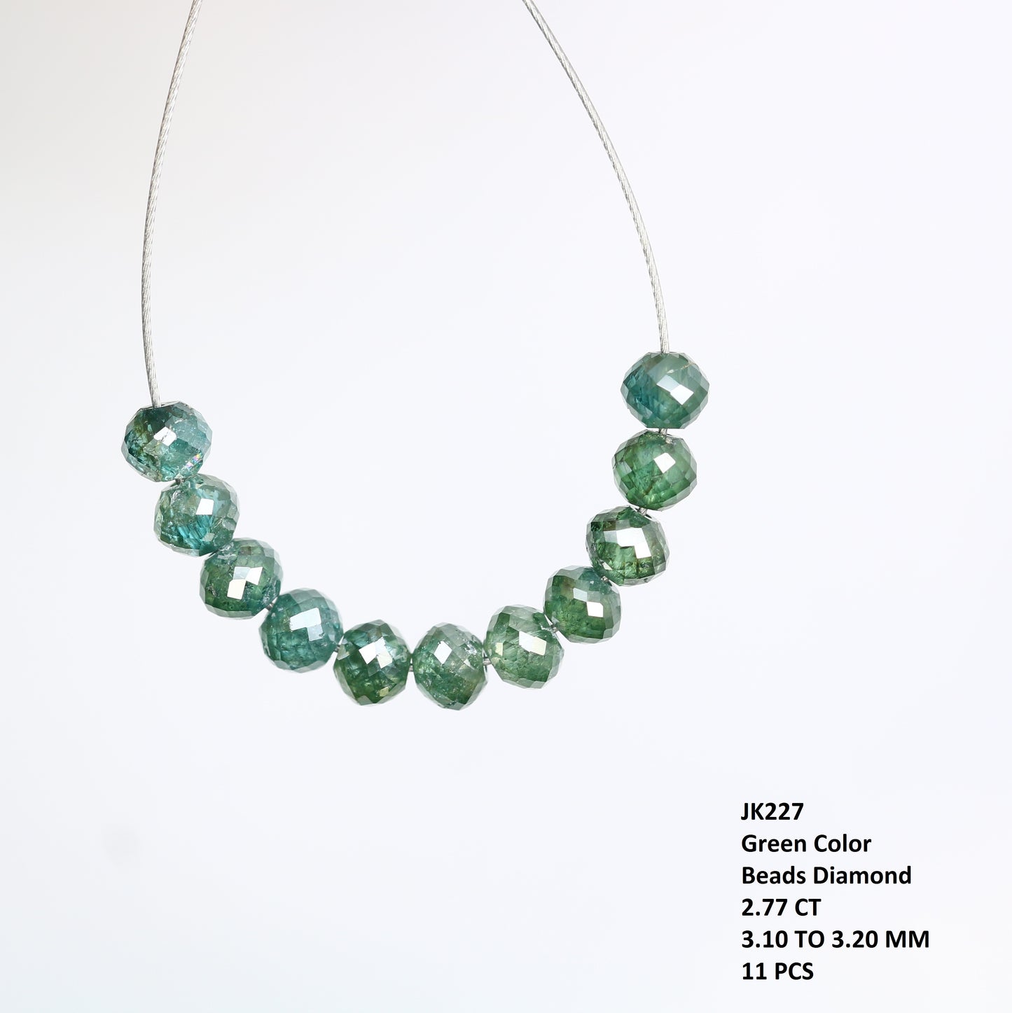 2.77 Carat Loose Beads Green Color Natural Polished Diamond Bracelet - JayKrishna Diamond