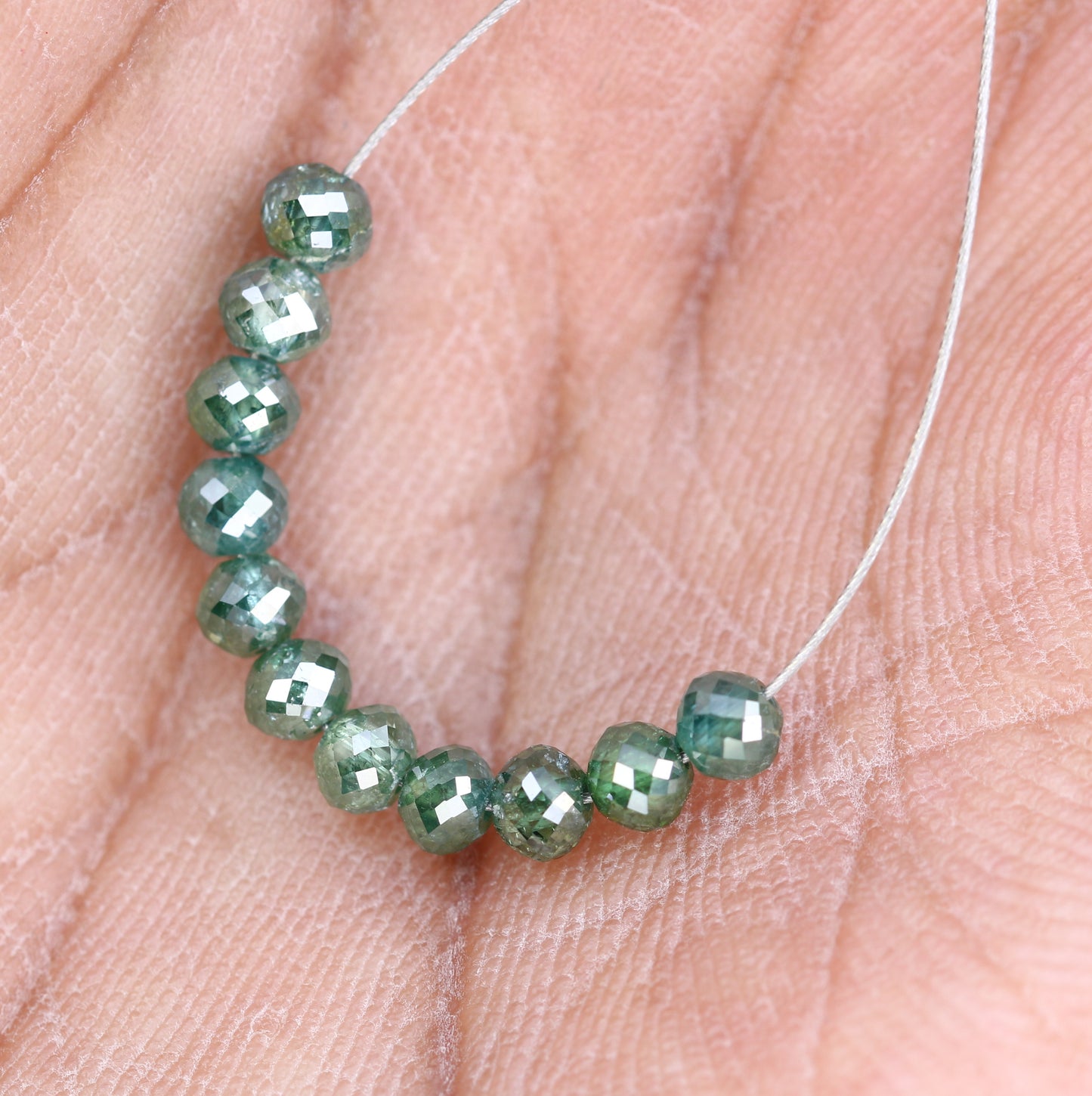 2.77 Carat Loose Beads Green Color Natural Polished Diamond Bracelet - JayKrishna Diamond